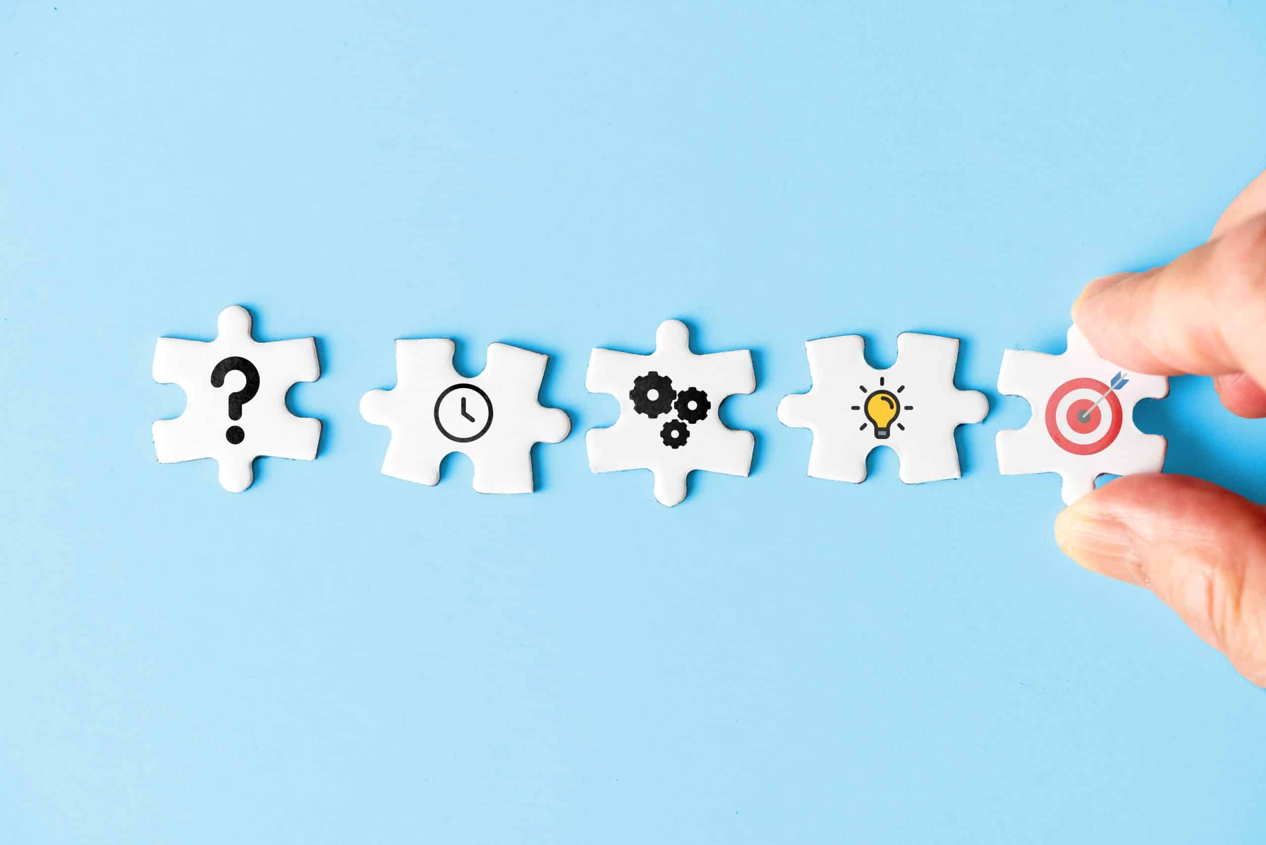 Jigsaw Puzzle, with business icons